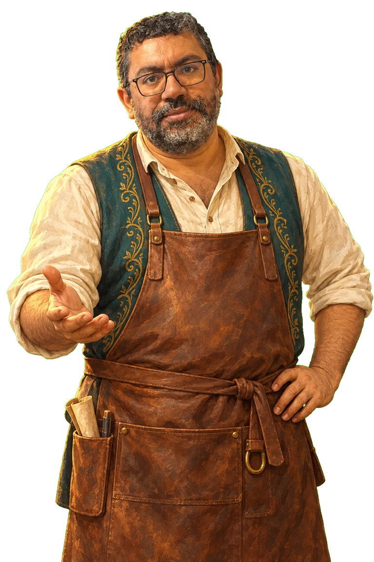 Bacem, your shopkeeper, in merchant clothes